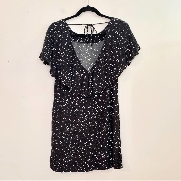 ZARA Basic Black Star Print Open Back Ruffle Dress - Picture 9 of 10